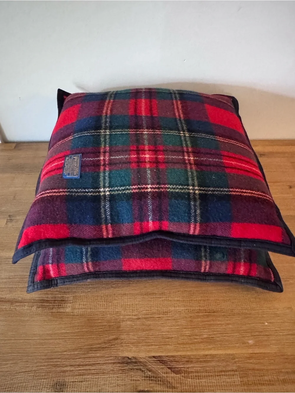Pendleton 20” Wool Plaid Throw Pillows Set of 2 Red Tartan Cabin Lodge Decor
